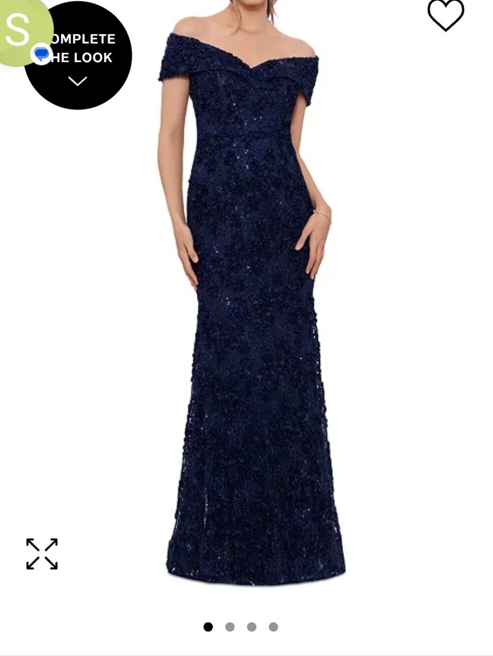 Xscape Navy Lace Sequin Maxi Dress